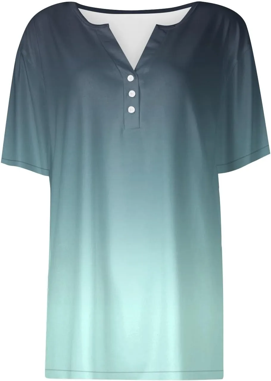 Summer Tops for Women 2025 Casual Short Sleeve V Neck Shirt Trendy Business Dressy Tunic Tops