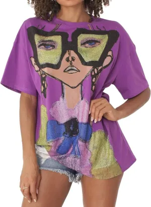 Summer Tops for Women 2025 Rhinestone Graphic Tees Womens Women's Going Out Tops Short Sleeve