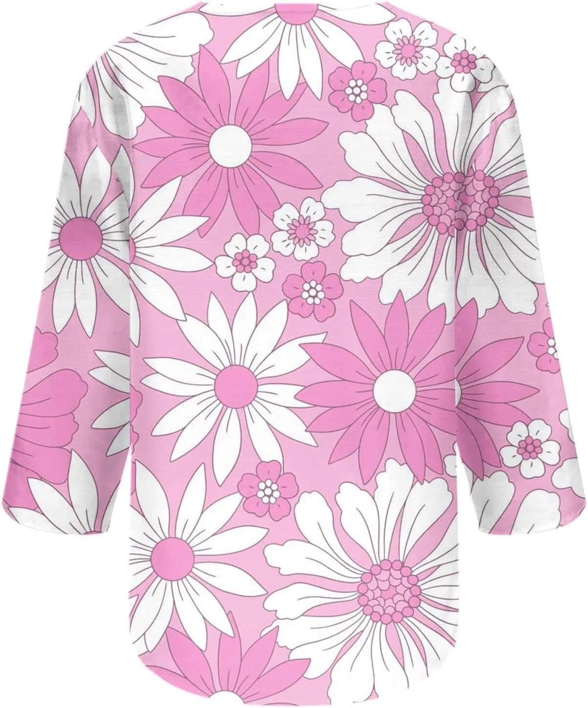 Summer Tops for Women 2025 Trendy Casual 3/4 Sleeve Floral Print Tees V-Neck Button Blouses Ladies Spring Clothing