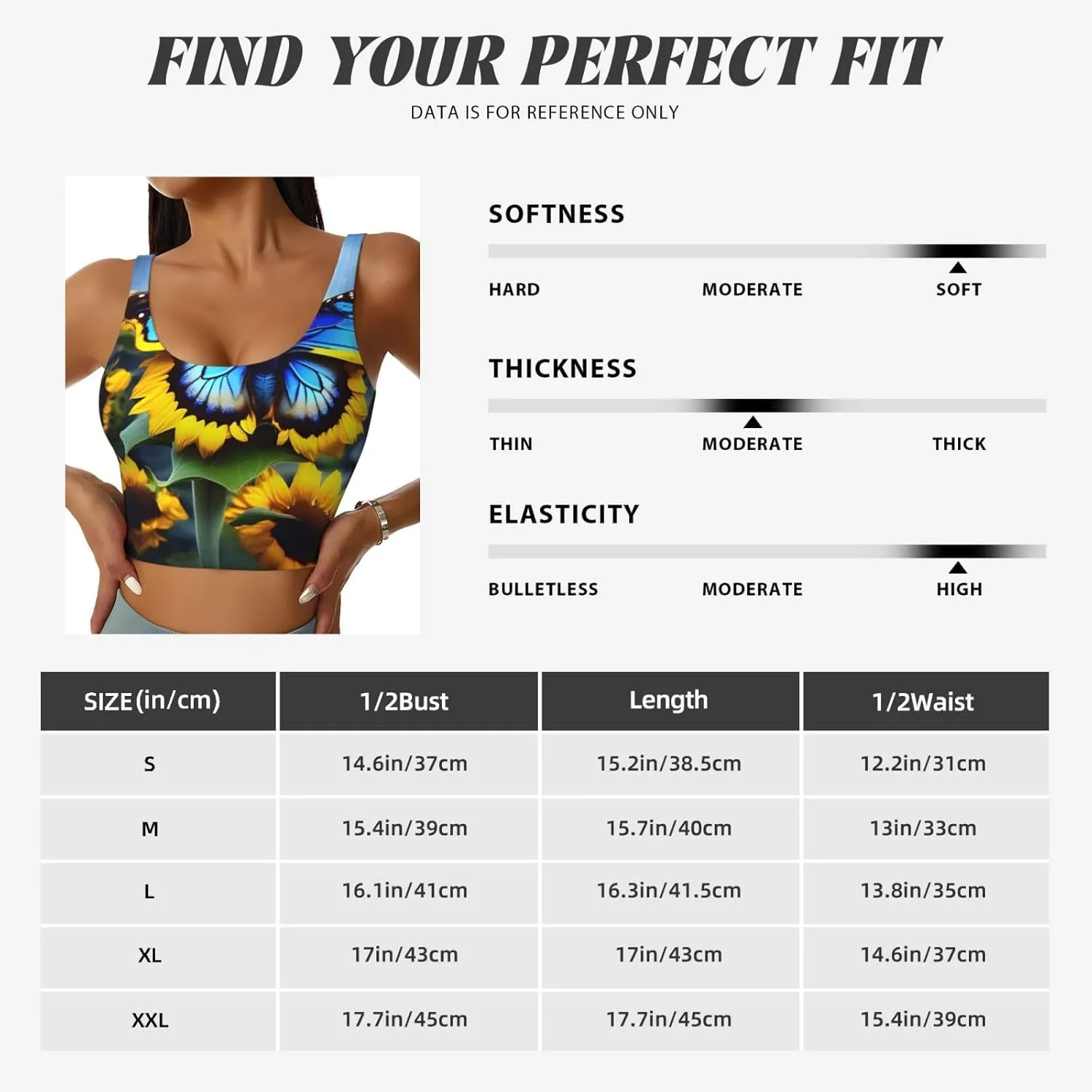Sunflower Blue Butterfly Women's Sexy Sports Vest Sleeveless Athletic Gym T-Shirts Vest U-Shaped Back Quick Dry Top