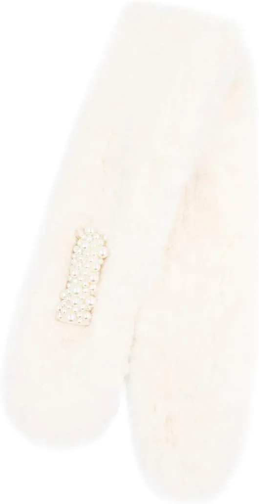 surell Faux Fur Pull-Through Scarf with Pearl Detail - Womens Neck Trim Scarves Neck Loop