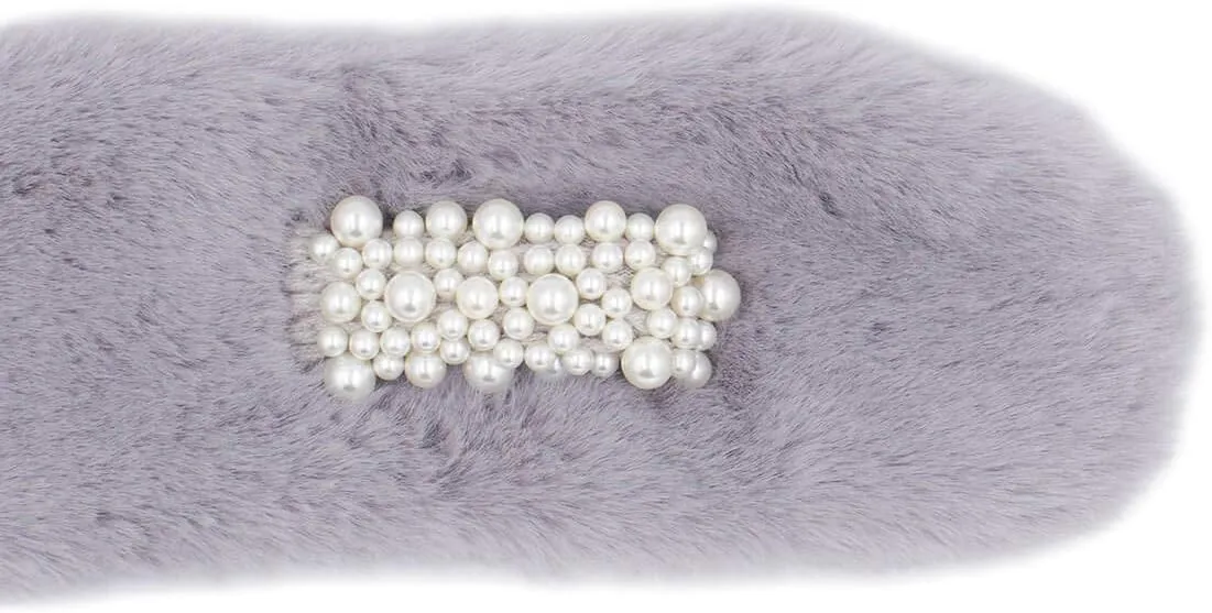 surell Faux Fur Pull-Through Scarf with Pearl Detail - Womens Neck Trim Scarves Neck Loop