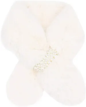 surell Faux Fur Pull-Through Scarf with Pearl Detail - Womens Neck Trim Scarves Neck Loop