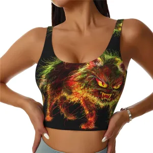 Terrified Cat Women's Sexy Sports Vest Sleeveless Athletic Gym T-Shirts Vest U-Shaped Back Quick Dry Top