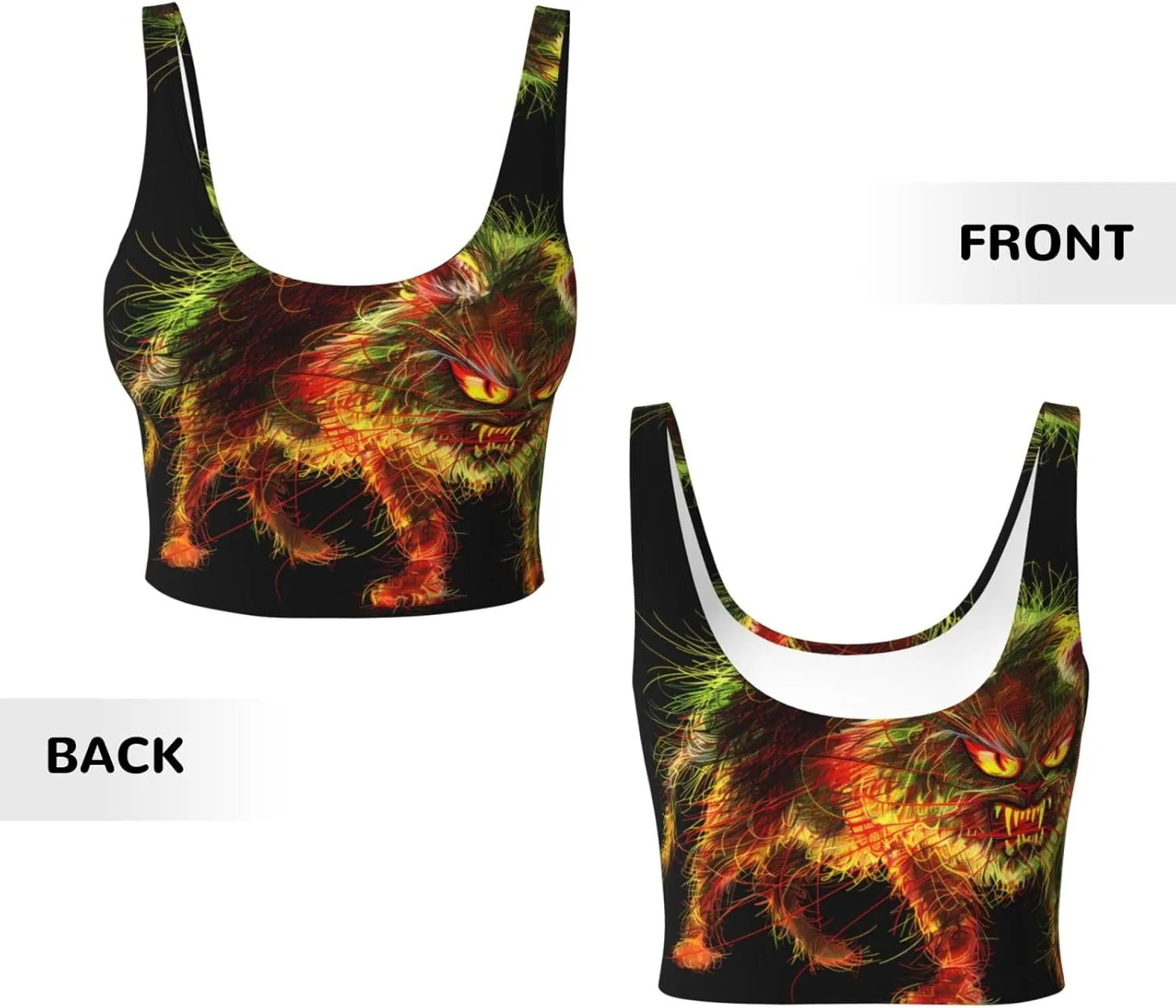 Terrified Cat Women's Sexy Sports Vest Sleeveless Athletic Gym T-Shirts Vest U-Shaped Back Quick Dry Top