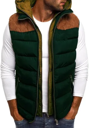 Thatrich Men's Puffer Vest Padded Vests Puffy Sleeveless Coats Thermal Outdoor Jackets Hooded Down Gilet Winter Coat Outwear