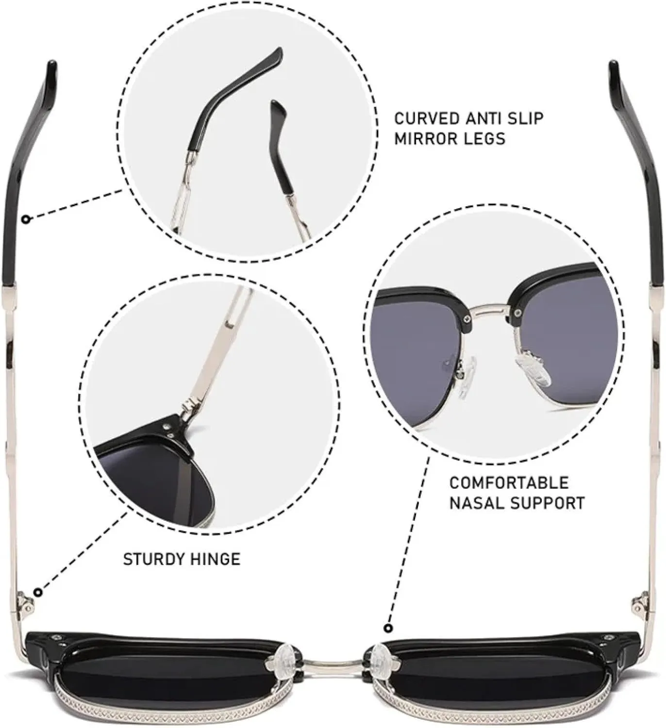 Trendy Metal Frame Sunglasses for Women Men Classic Vintage Style Fashion Accessories Uv400