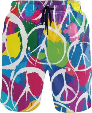visesunny Fashion Cool Style Men's Beach Shorts Swim Trunks Quick Dry Casual Polyester Swim Shorts with Pockets S-XXL