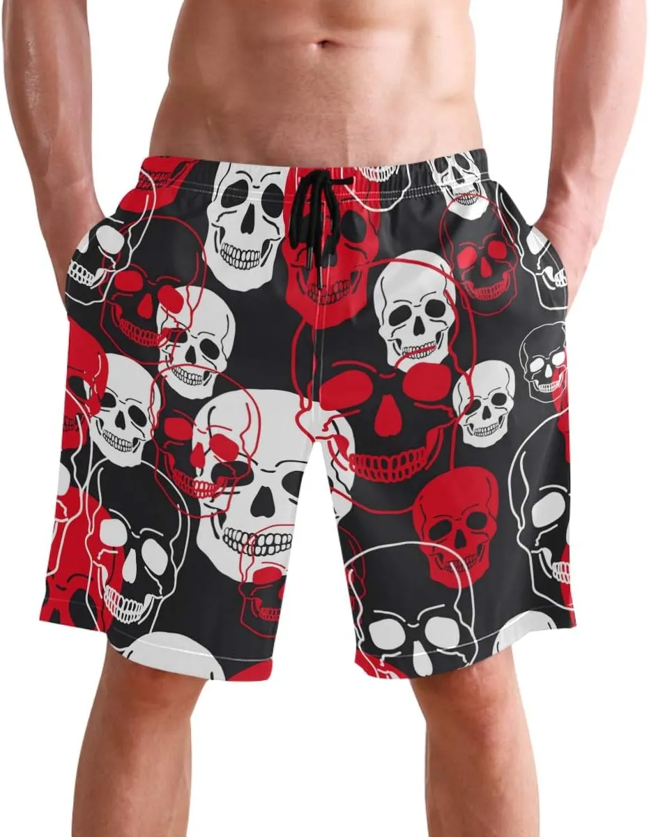 visesunny Fashion Cool Style Men's Beach Shorts Swim Trunks Quick Dry Casual Polyester Swim Shorts with Pockets S-XXL