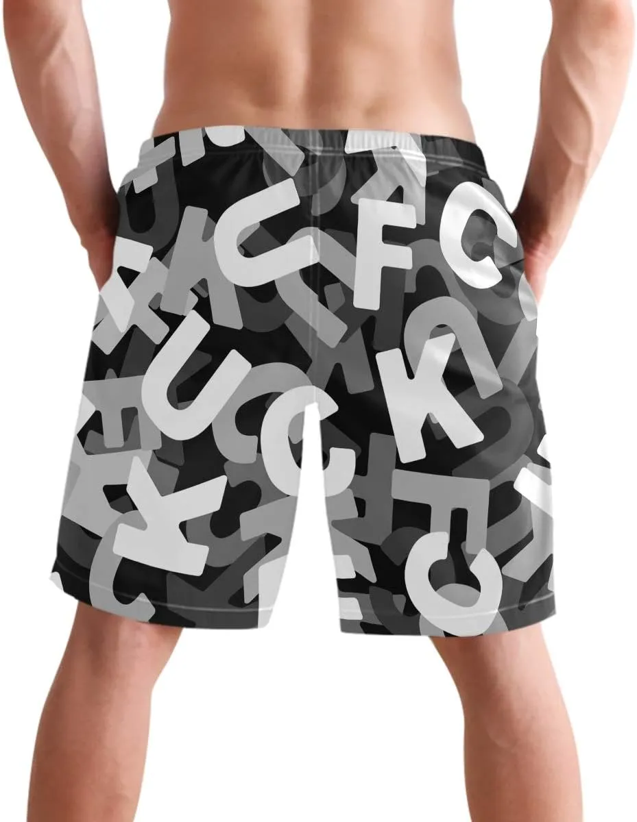 visesunny Fashion Cool Style Men's Beach Shorts Swim Trunks Quick Dry Casual Polyester Swim Shorts with Pockets S-XXL