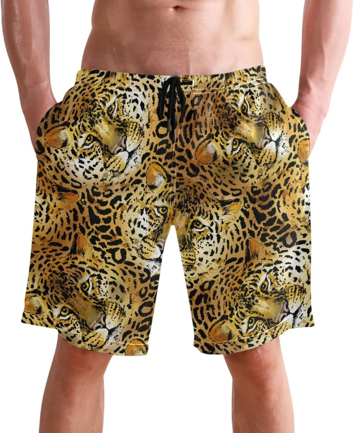 visesunny Fashion Funny Style Men's Beach Shorts Swim Trunks Quick Dry Casual Polyester Swim Shorts with Pockets S-XXL