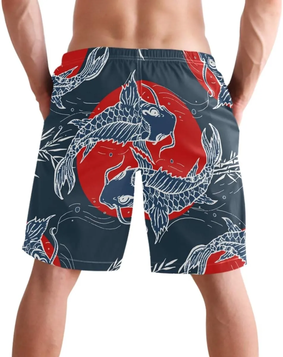 visesunny Fashion Funny Style Men's Beach Shorts Swim Trunks Quick Dry Casual Polyester Swim Shorts with Pockets S-XXL