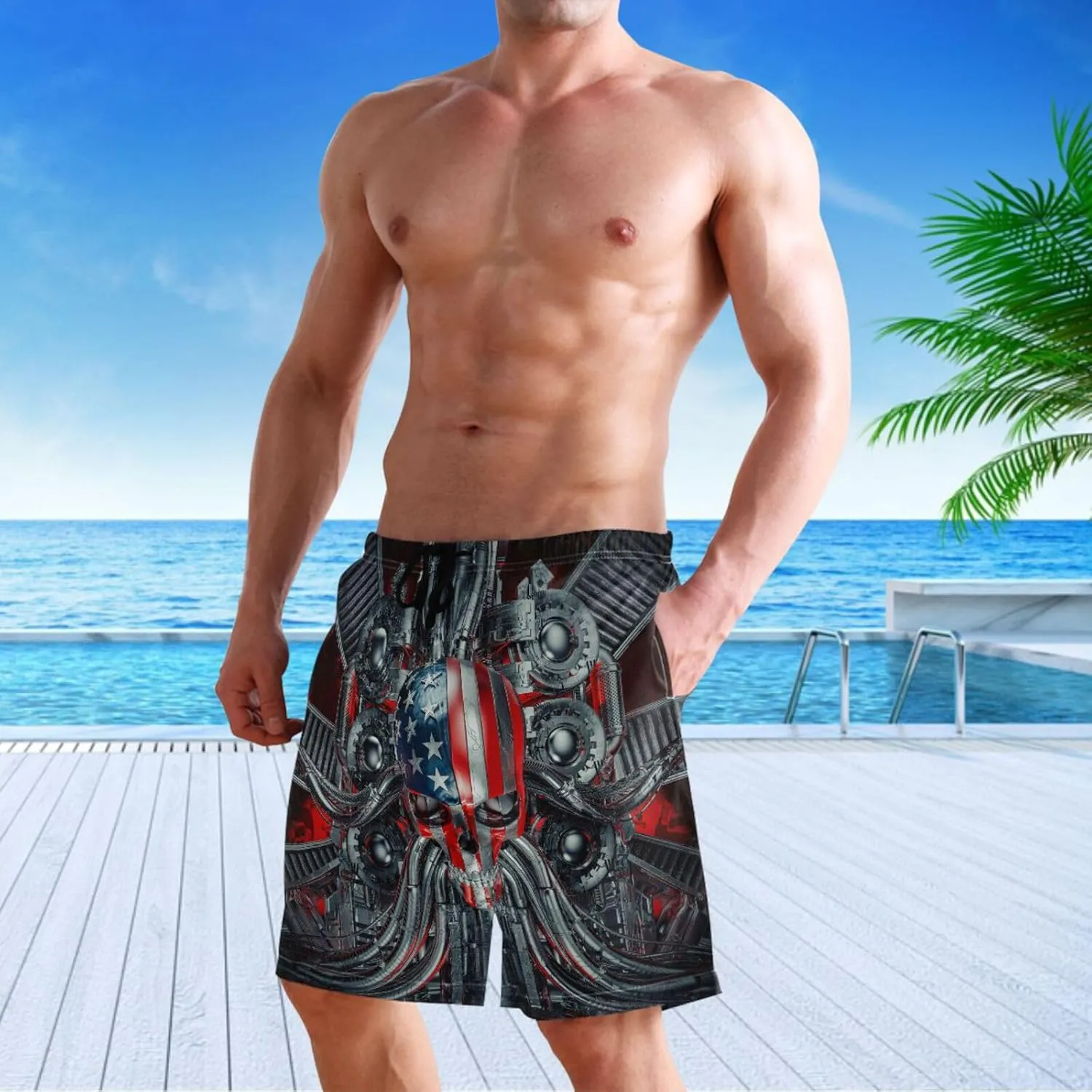 visesunny Fashion Men's Novelty Swim Trunks Quick Dry Swimwear Summer Beach Sports Board Shorts Floral Bathing Suit