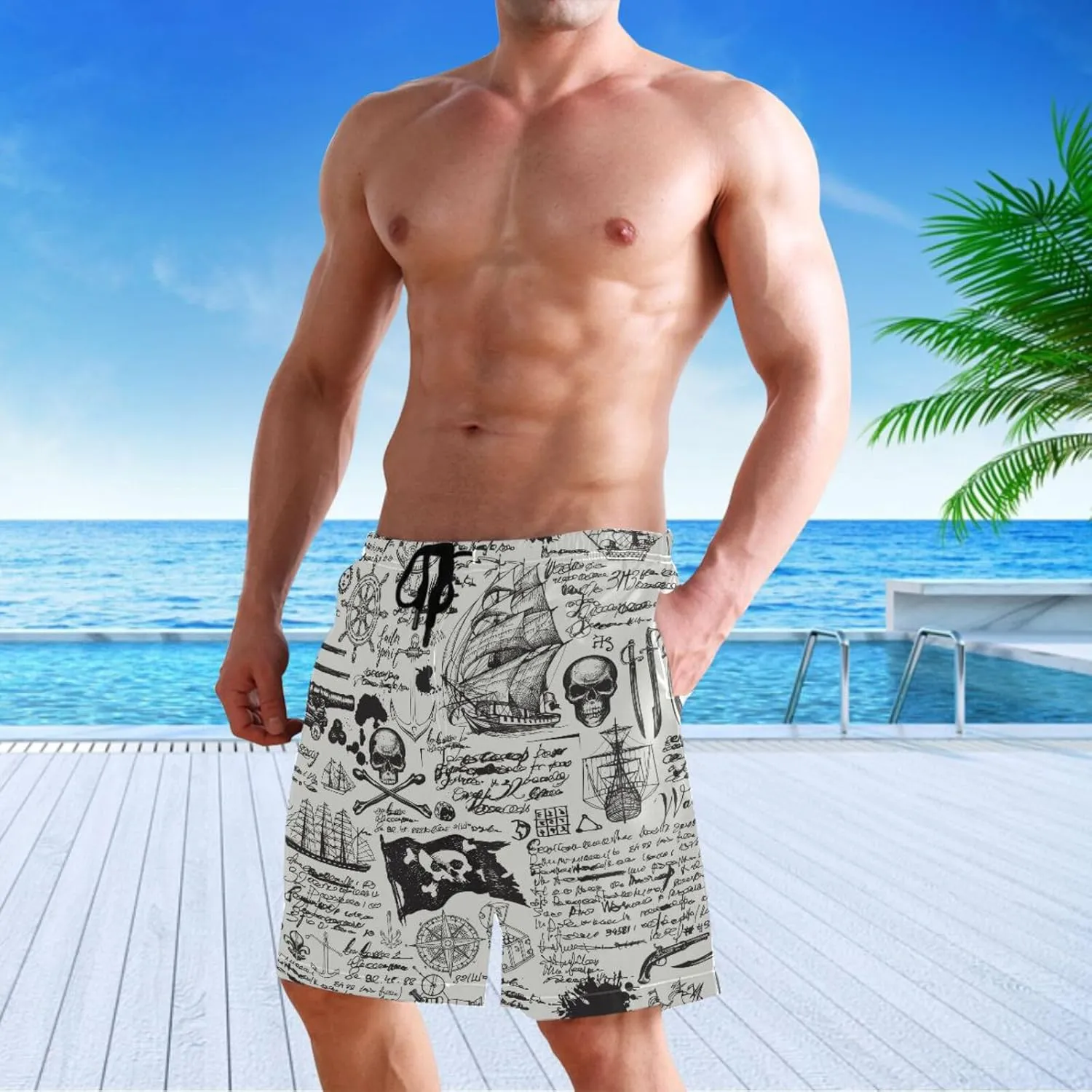 visesunny Fashion Men's Novelty Swim Trunks Quick Dry Swimwear Summer Beach Sports Board Shorts Floral Bathing Suit
