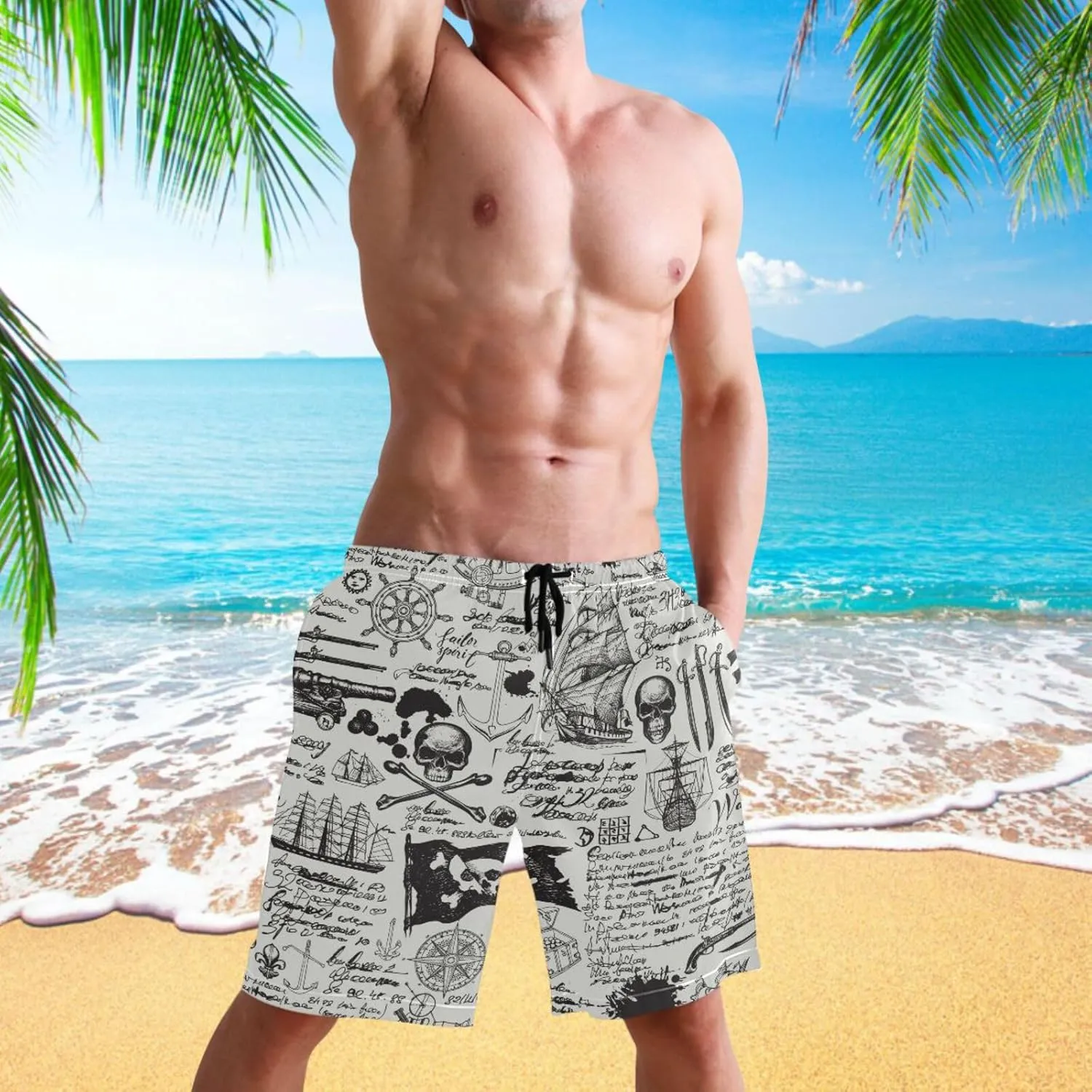 visesunny Fashion Men's Novelty Swim Trunks Quick Dry Swimwear Summer Beach Sports Board Shorts Floral Bathing Suit