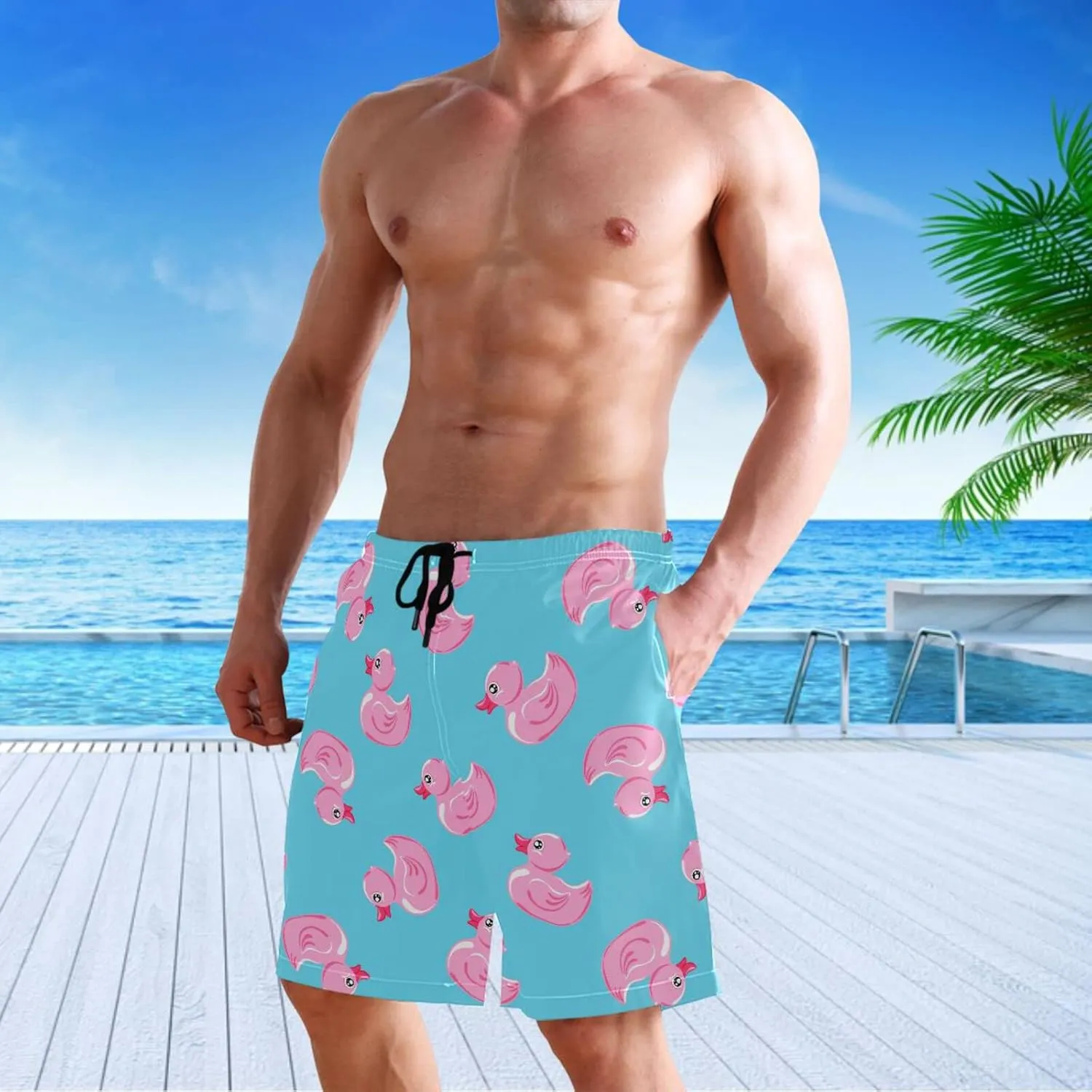 visesunny Men's Novelty Beach Shorts Soft Swimwear Sports Running Swim Board Shorts Bathing Suits Mesh Lining
