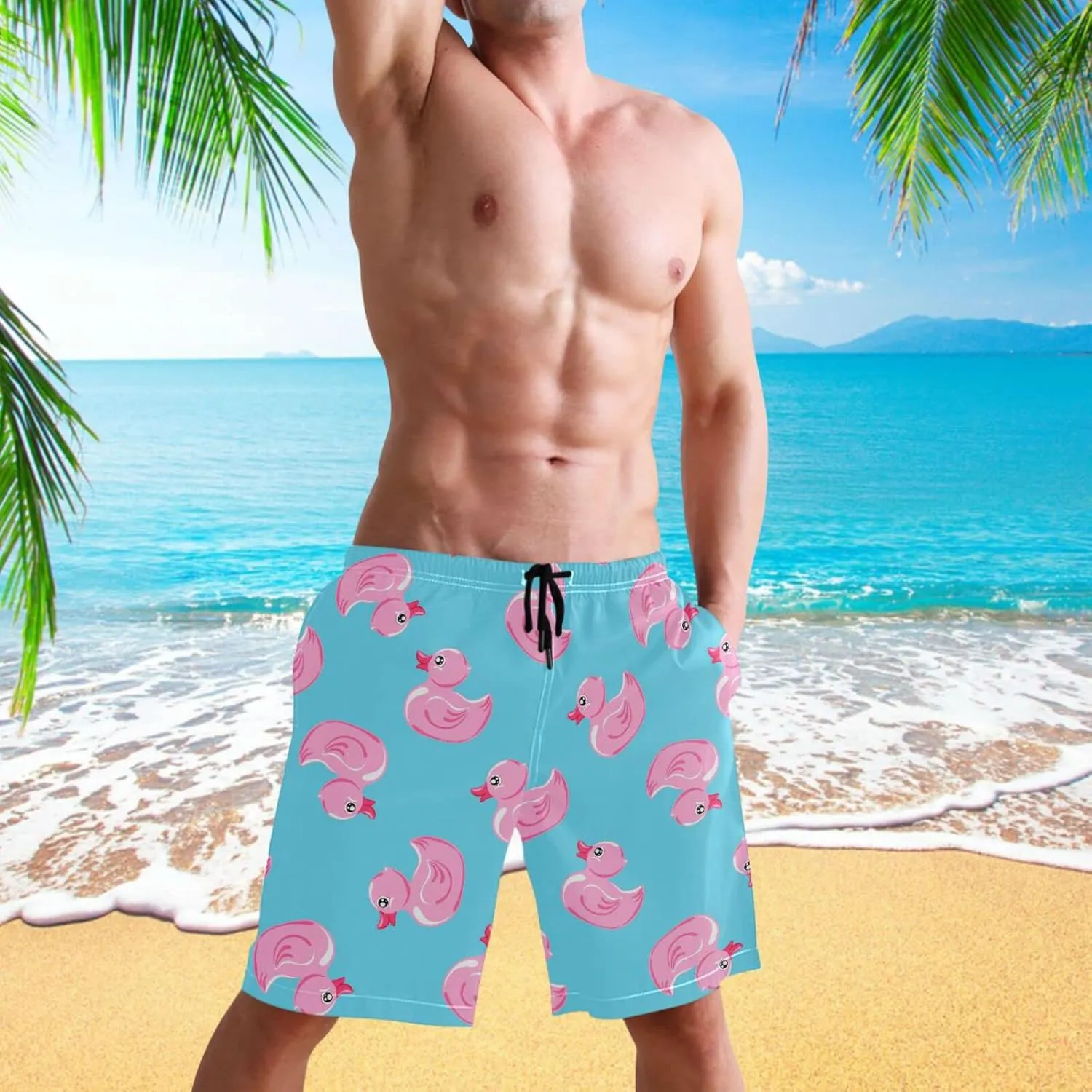 visesunny Men's Novelty Beach Shorts Soft Swimwear Sports Running Swim Board Shorts Bathing Suits Mesh Lining