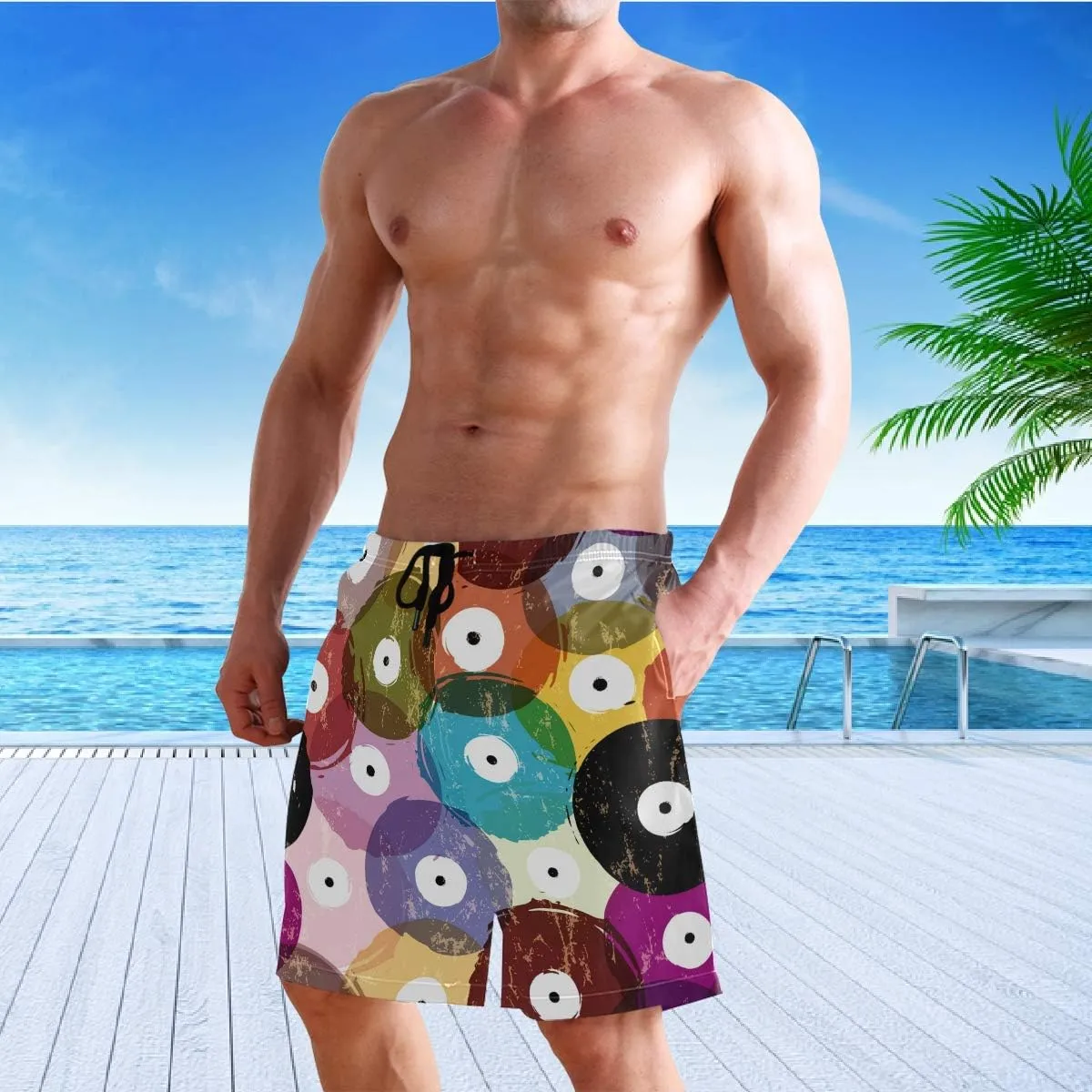 visesunny Men's Novelty Beach Shorts Soft Swimwear Sports Running Swim Board Shorts Bathing Suits Mesh Lining