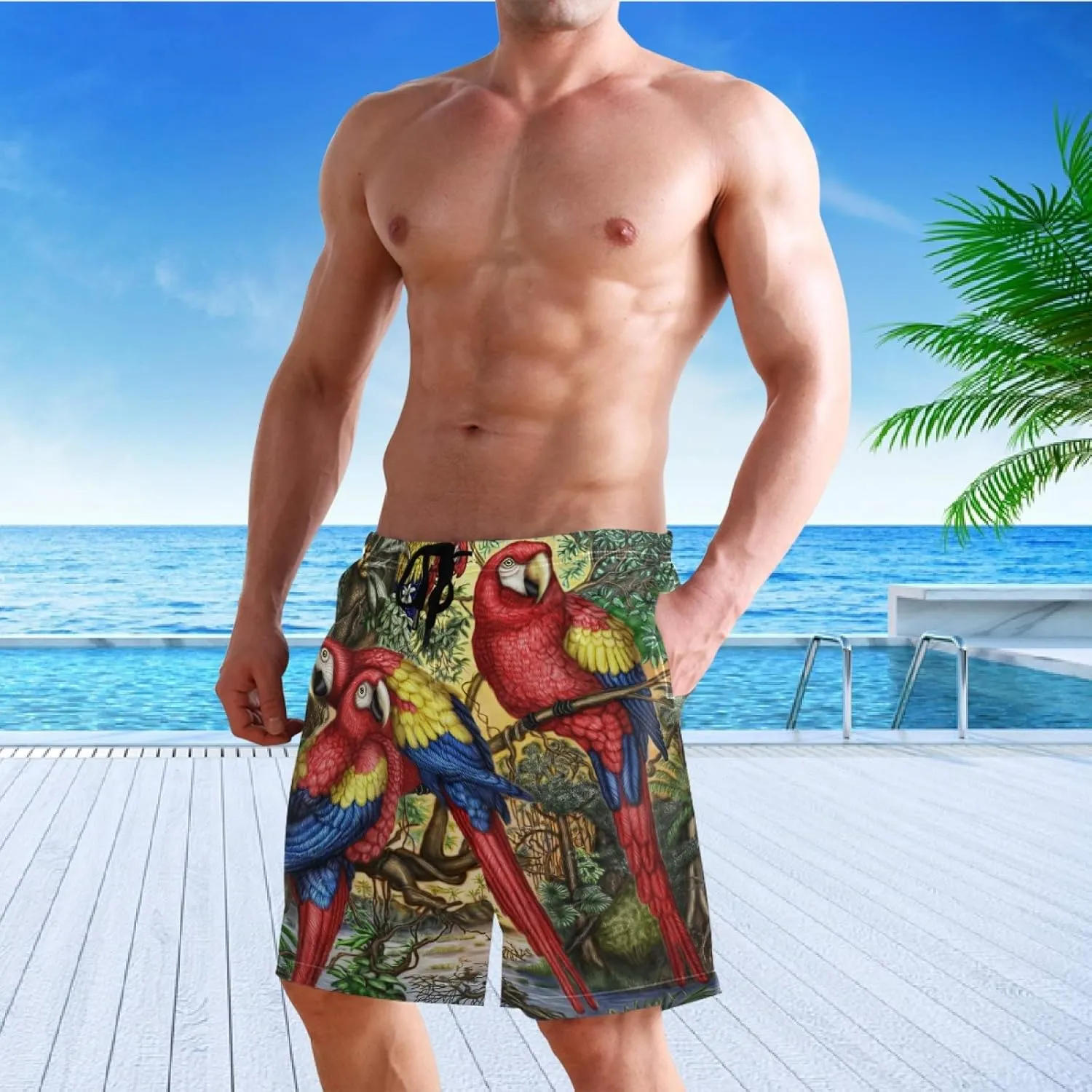 visesunny Men's Novelty Beach Shorts Soft Swimwear Sports Running Swim Board Shorts Bathing Suits Mesh Lining