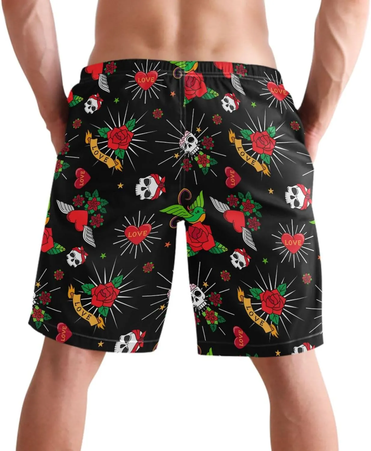 visesunny Men's Novelty Beach Shorts Soft Swimwear Sports Running Swim Board Shorts Bathing Suits Mesh Lining