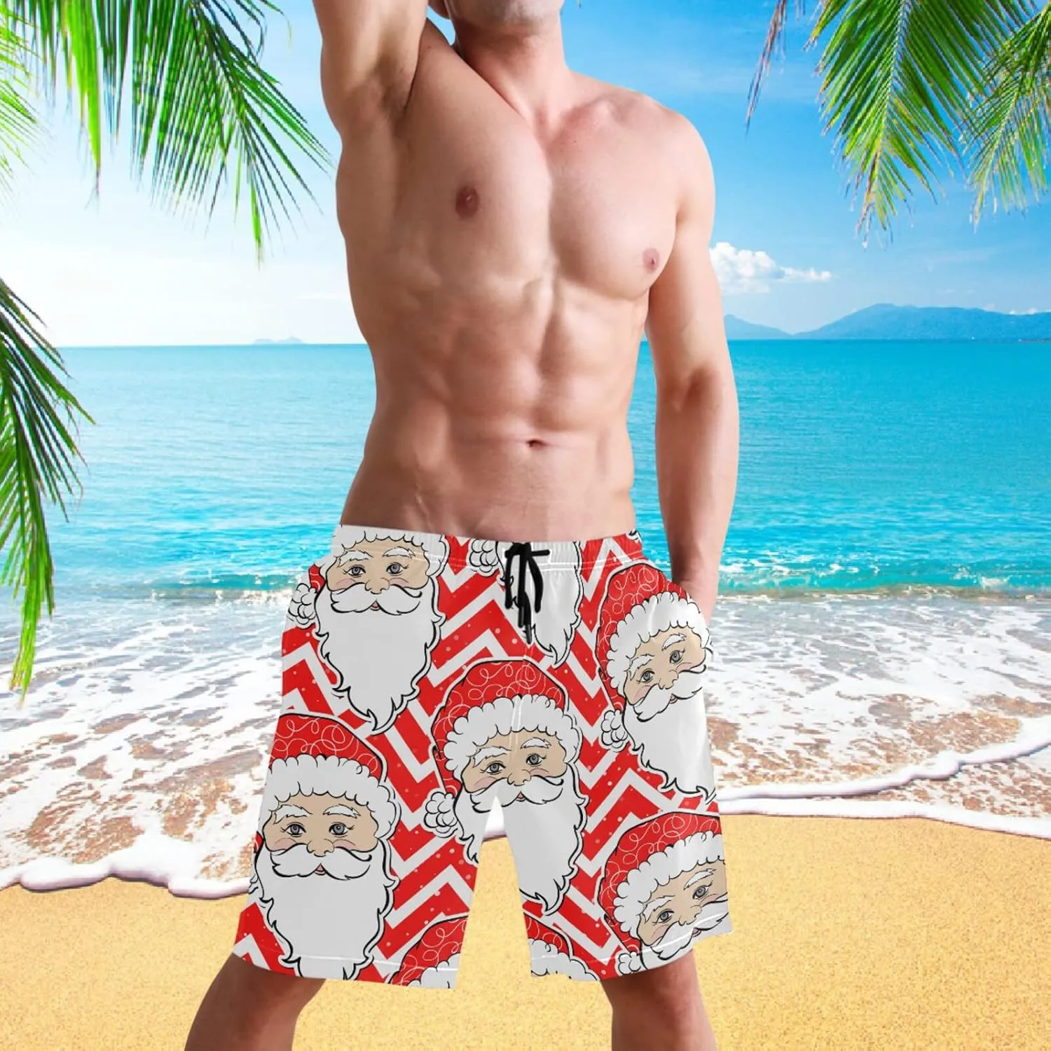 visesunny Men's Novelty Beach Shorts Soft Swimwear Sports Running Swim Board Shorts Bathing Suits Mesh Lining