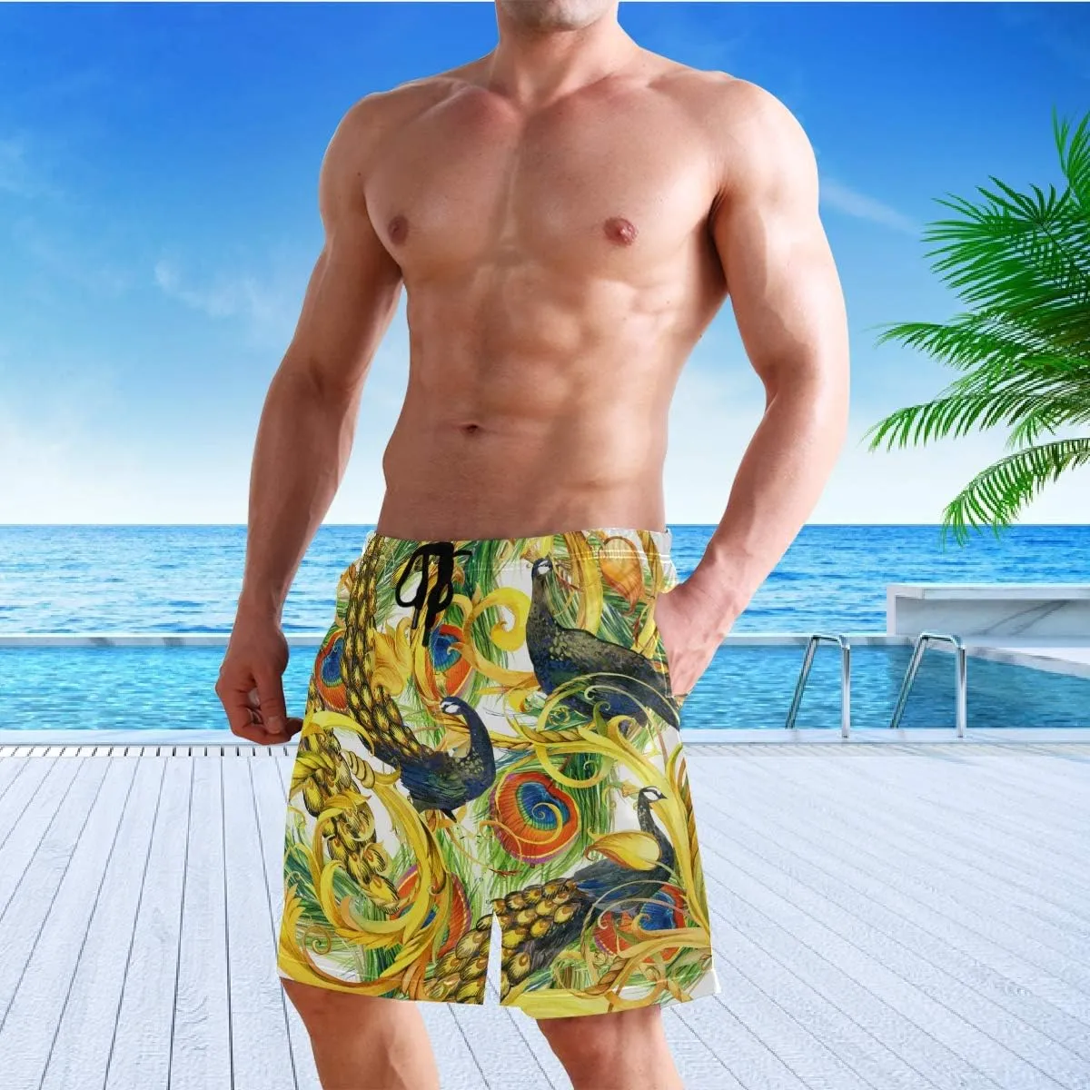 visesunny Men's Novelty Beach Shorts Soft Swimwear Sports Running Swim Board Shorts Bathing Suits Mesh Lining