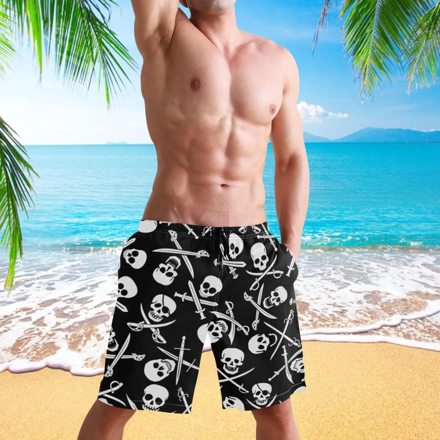 visesunny Mens Swim Trunks Quick Dry Swimsuits with Mesh Lining Funny Beach Shorts for Men Boyfriends Youth