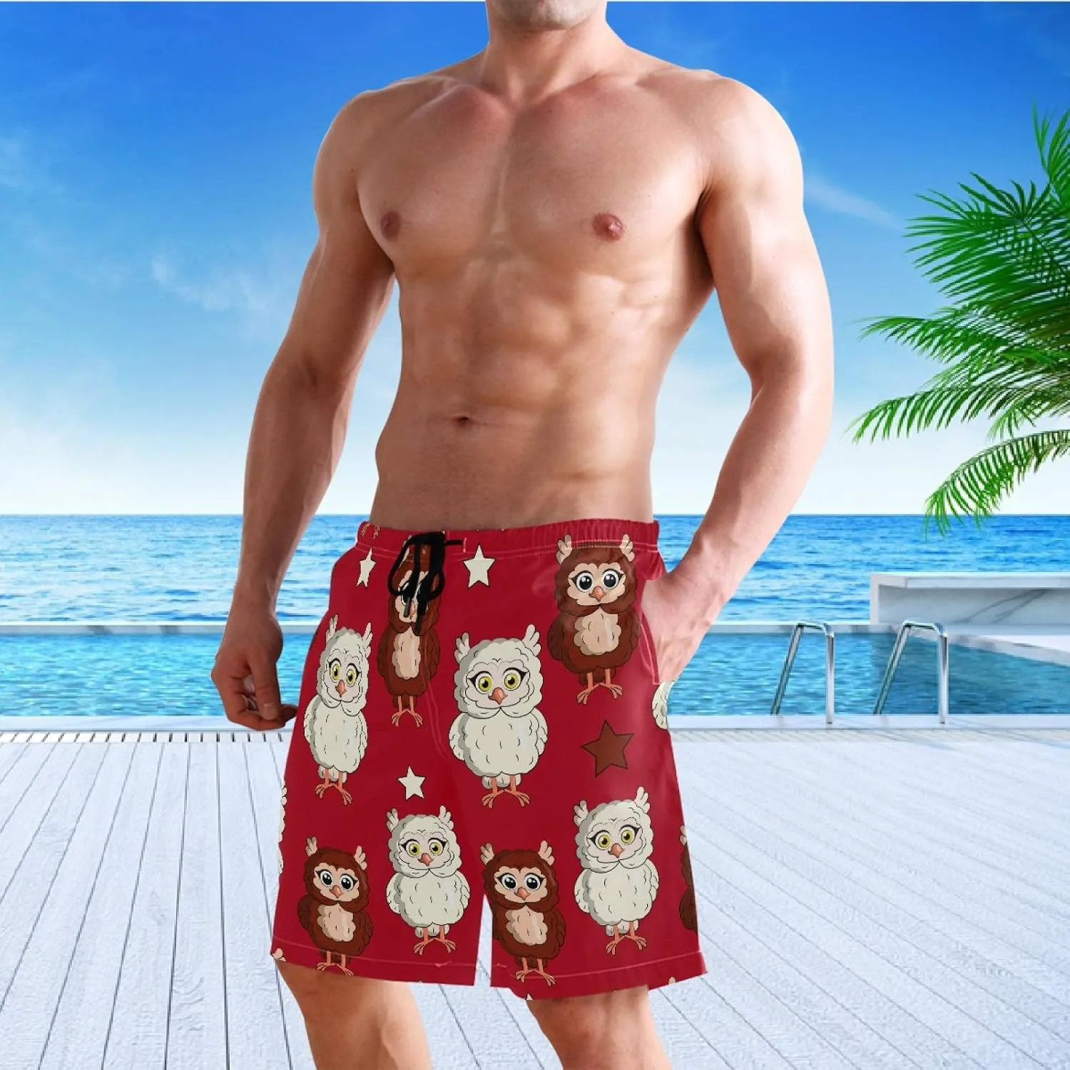 visesunny Mens Swim Trunks with Mesh Lining Lightweight Quick Dry Holiday Beach Swim Suits Board Shorts for Men