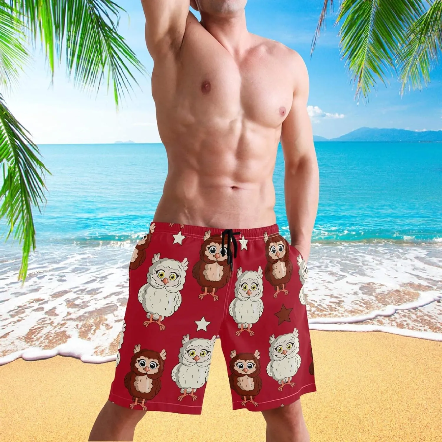 visesunny Mens Swim Trunks with Mesh Lining Lightweight Quick Dry Holiday Beach Swim Suits Board Shorts for Men