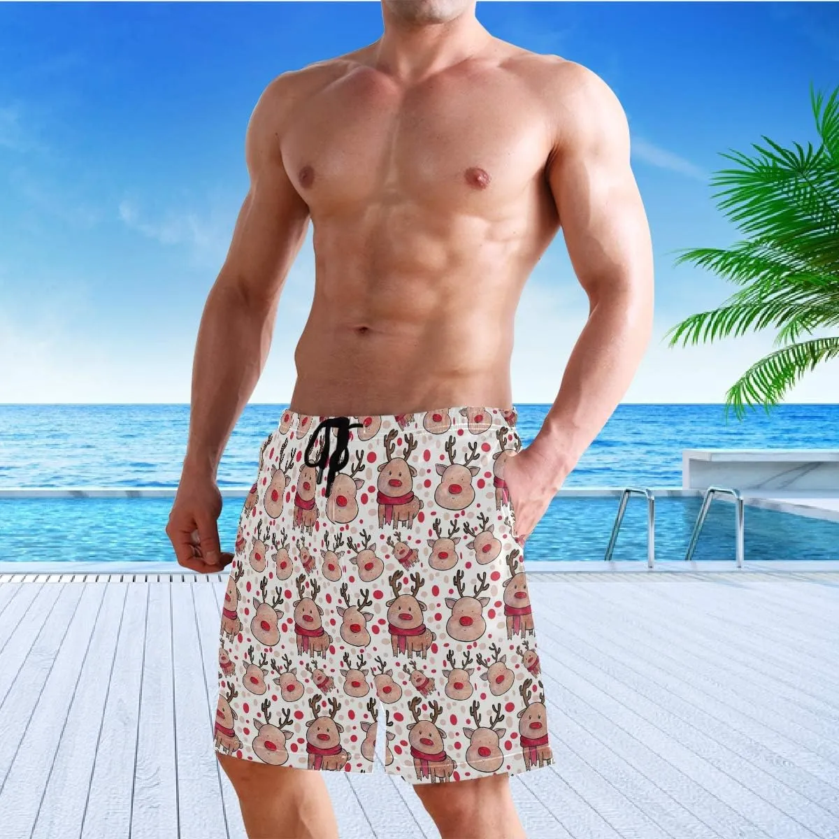 visesunny Mens Swim Trunks with Mesh Lining Lightweight Quick Dry Holiday Beach Swim Suits Board Shorts for Men