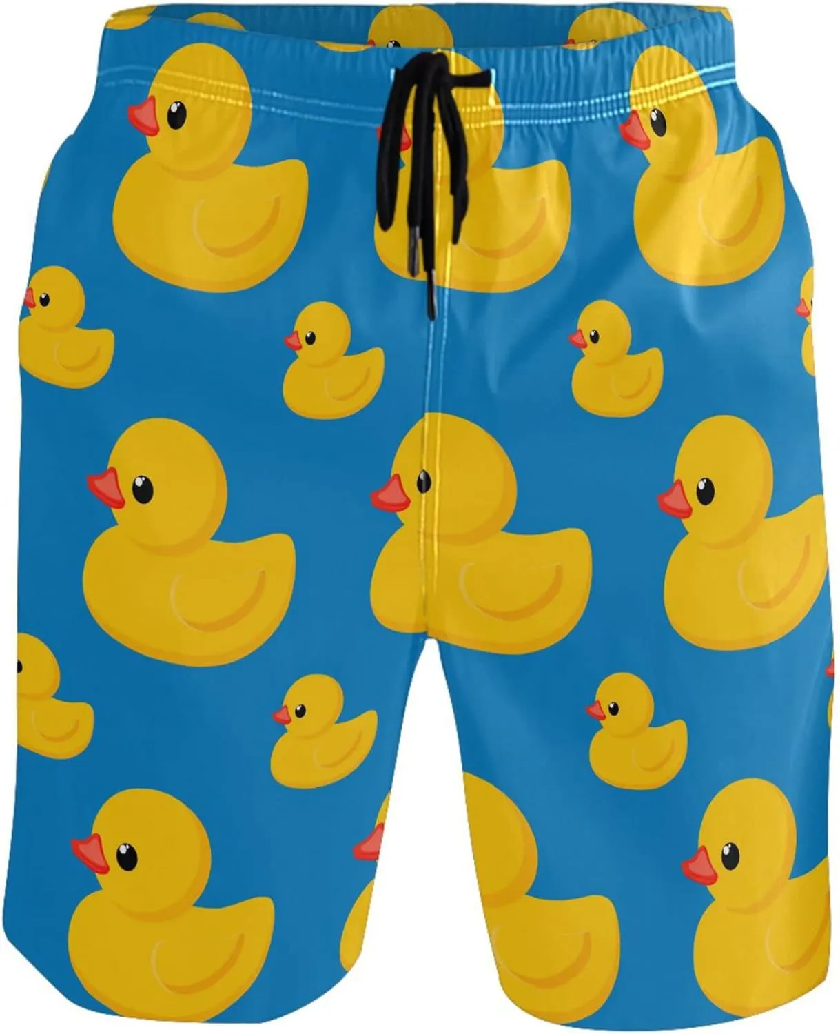 visesunny Men's Swim Trunks Yellow Rubber Duck Blue Pattern Quick Dry Bathing Suits Beach Holiday Party Swim Shorts