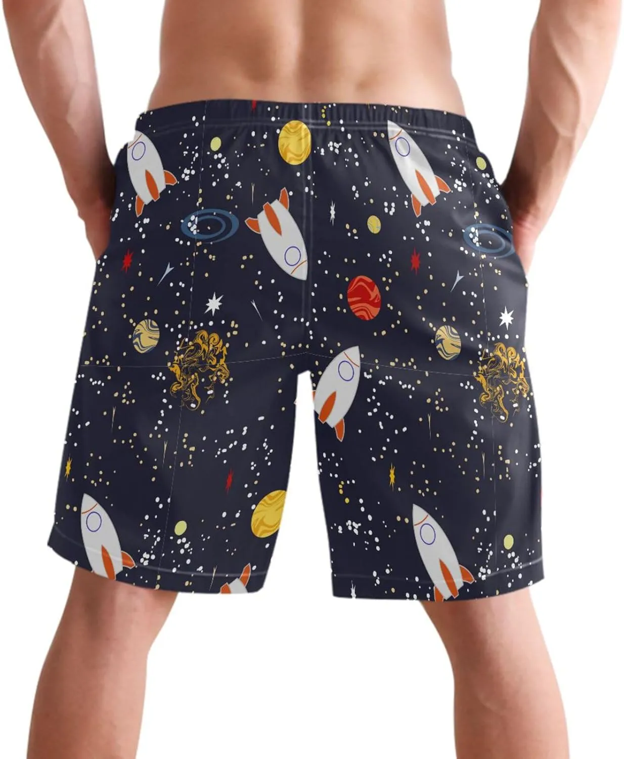 visesunny Stylish Summer Mens Swim Trunks Quick Dry Beachwear Sports Swim Board Shorts Holiday Party Bathing Suits