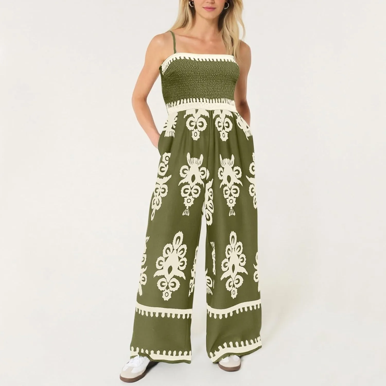 Wide Leg Jumpsuit Women Summer 2025 Rompers & Overalls Floral Comfy Short Sleeve Resort Wear Retro Jumpsuits