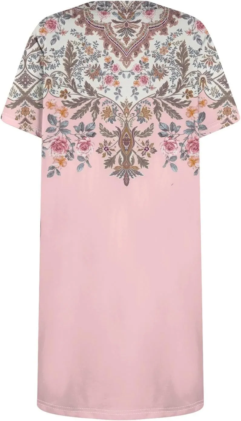 Women Dresses Summer 2025 Short Dresses Short Sleeve Square Neck Casual Dresses Beach T-Shirt Dress with Pockets