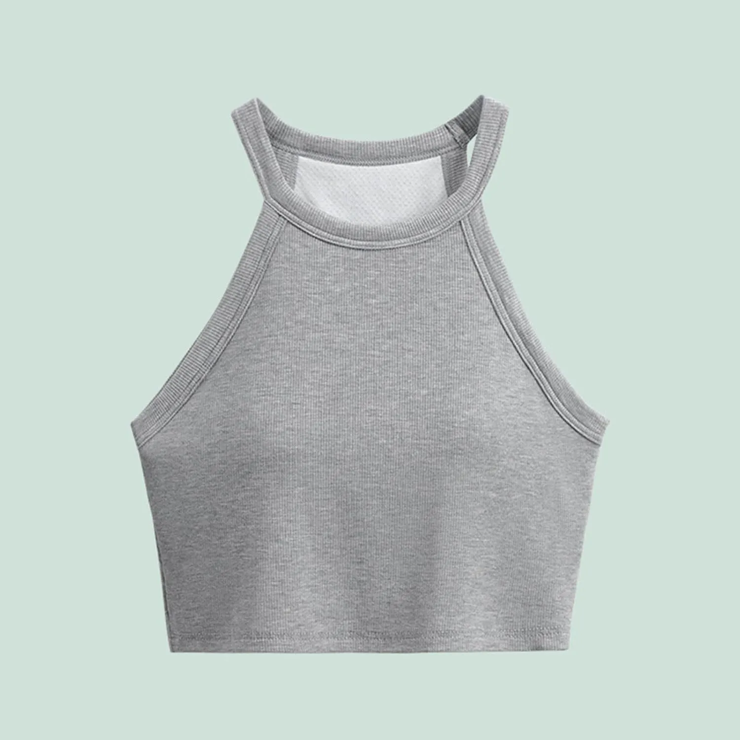 Women Ribbed Halter Yoga Tank Tops Summer Built in Bra Slim Fit Crop Camisole Casual Comfy Workout Sleeveless Shirts