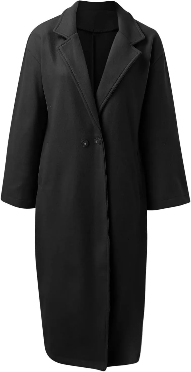 Women Turn Down Collar Overcoat Plus Size Casual Cardigan Coat Solid Oversized Jacket Fashion Winter Woolen Coats