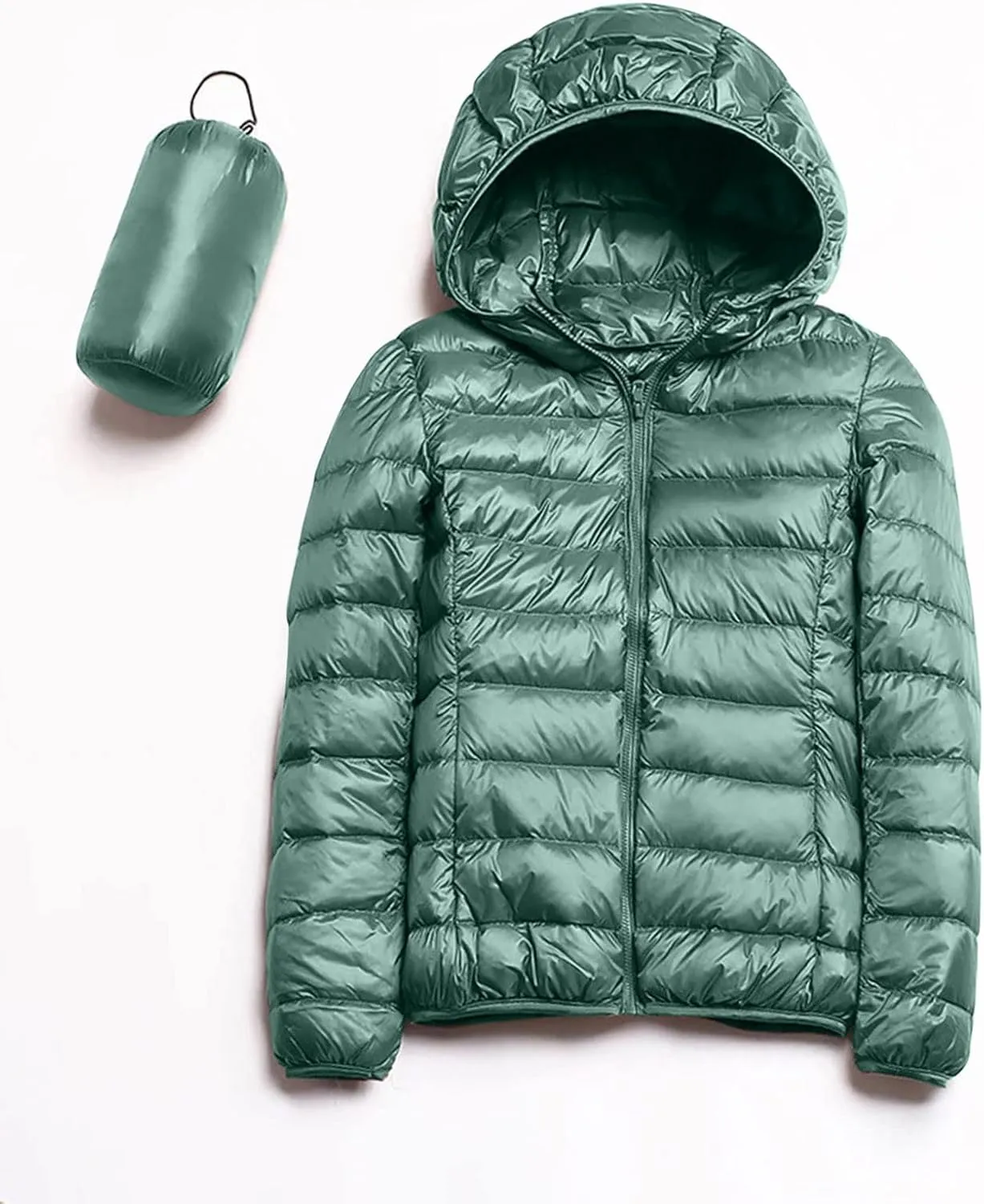 Womens 2024 Warm Lightweight Hooded Windproof Winter Coat Long Sleeve Casual Down Coat Home Outdoor Quilted Puffer Coat