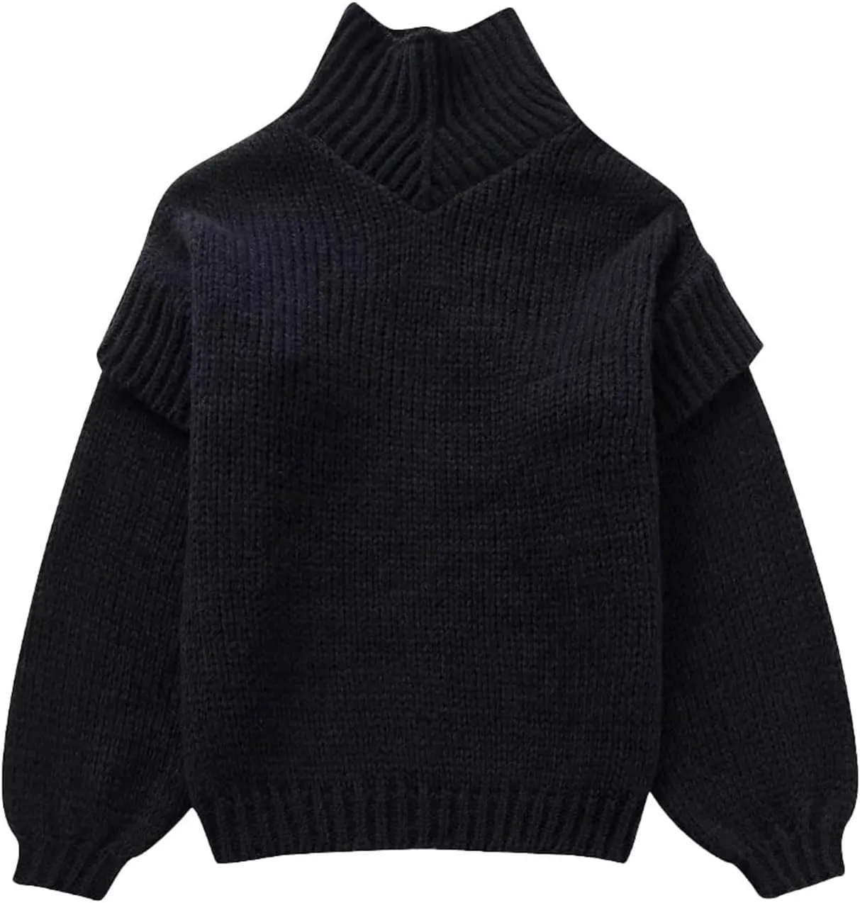 Women's Autumn Winter Oversized Long Sleeve Turtleneck Knit Sweater Cozy Fashion Top Fitted Sports Outerwear Western