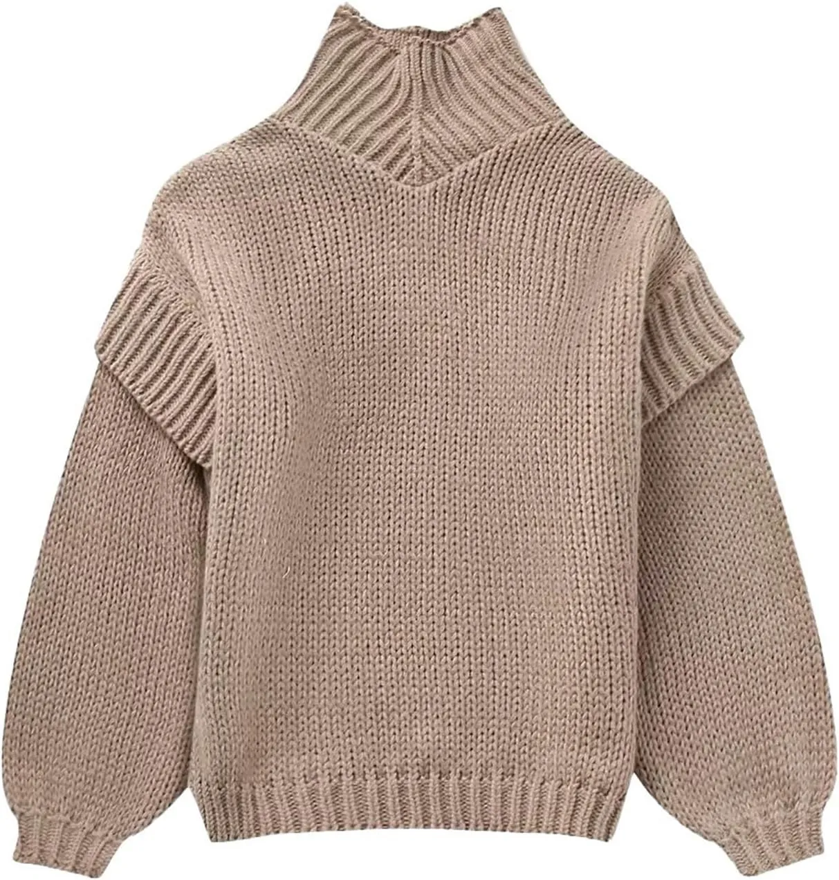 Women's Autumn Winter Oversized Long Sleeve Turtleneck Knit Sweater Cozy Fashion Top Fitted Sports Outerwear Western