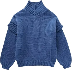 Women's Autumn Winter Oversized Long Sleeve Turtleneck Knit Sweater Cozy Fashion Top Fitted Sports Outerwear Western