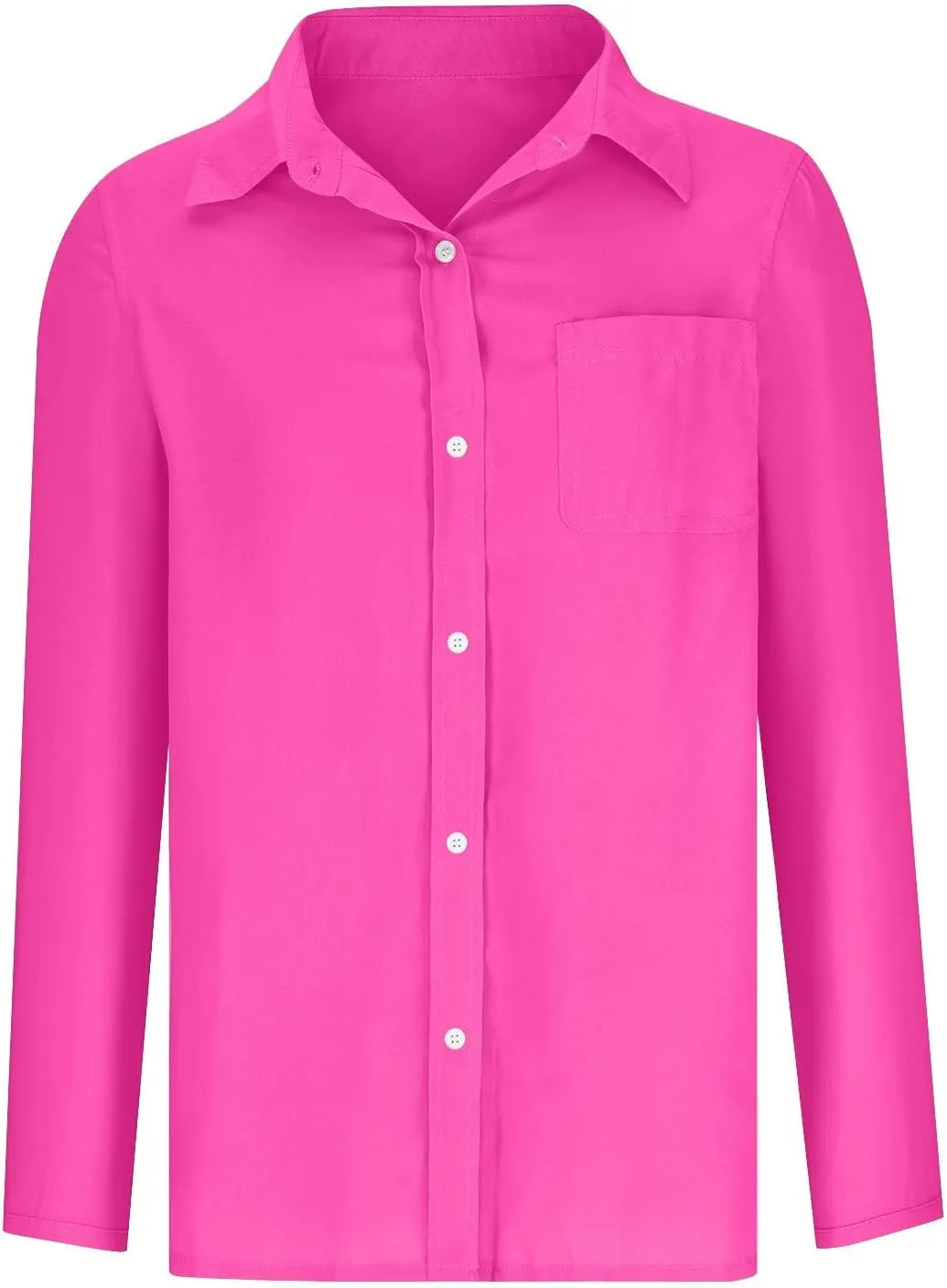 Womens Button Down Shirts Summer Long Sleeve Rolled Cotton Linen Tees Casual V Neck Collared Dressy Tops with Pocket