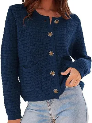 Womens Chunky Knit Cardigan Open Front Button Down Trendy Sweaters Outerwear Long Sleeve Jackets Outerwear