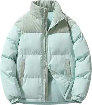 Women's Crop Puffer Jacket Trendy Zip Up Quilted Short Winter Coat Thickened Down Jackets Parkas with Pockets Outwear
