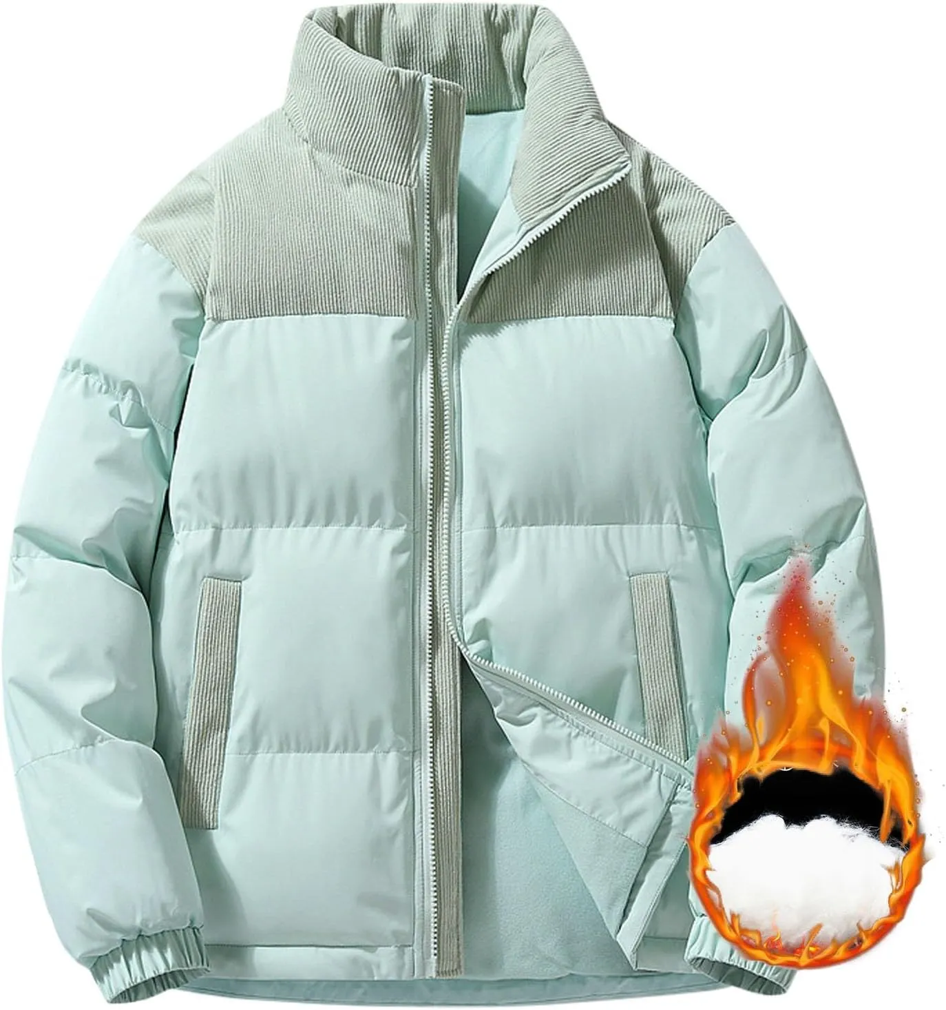Women's Crop Puffer Jacket Trendy Zip Up Quilted Short Winter Coat Thickened Down Jackets Parkas with Pockets Outwear