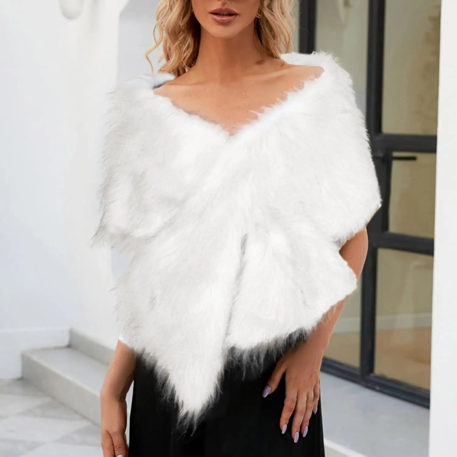 Womens Large Cross Front Poncho Sweater Wrap Topper Knitted Elegant Shawls Cape Warm Long Large for Fall Winter