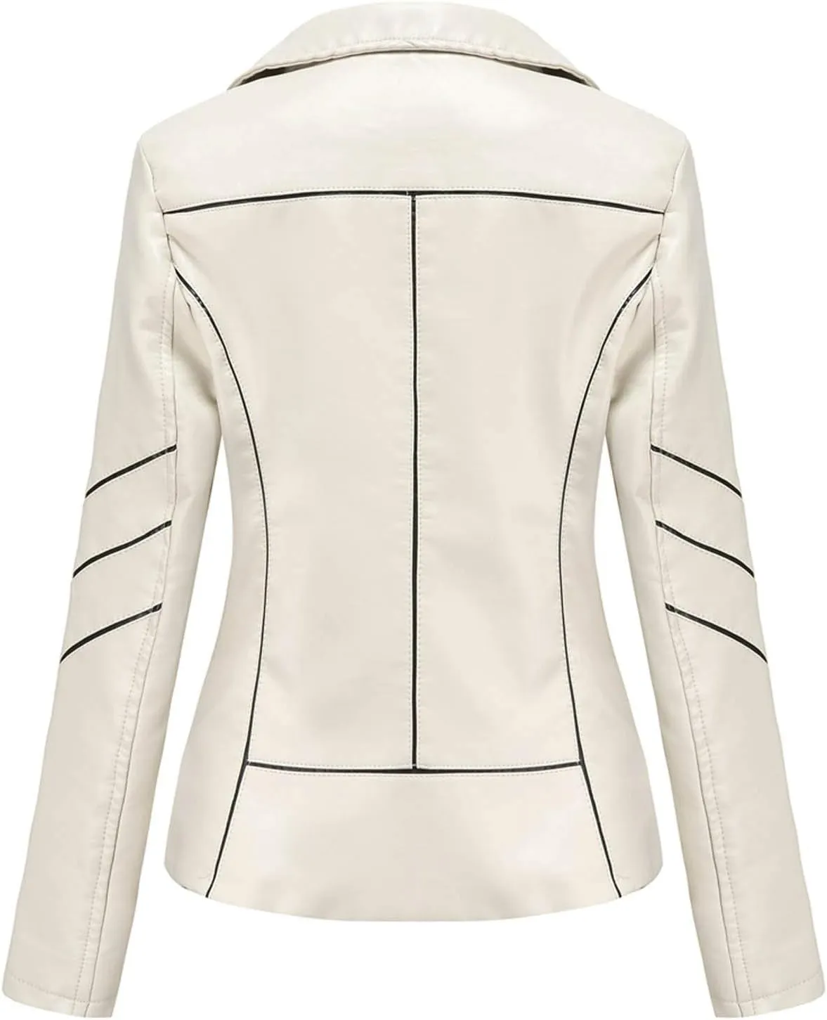 Womens Light Jackets Long Sleeve Full Zip Up Stand Collar Quilted Windbreaker Biker Coat Leather Soft Casual Fluffy