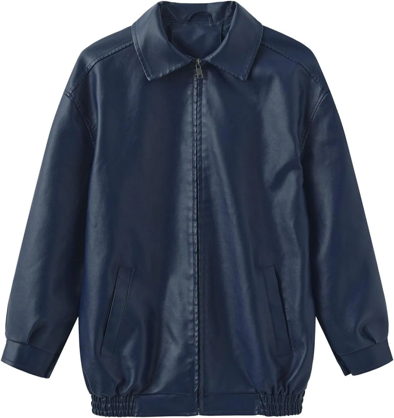 Womens Light Jackets Long Sleeve Full Zip Up Stand Collar Quilted Windbreaker Biker Coat Leather Soft Casual Fluffy