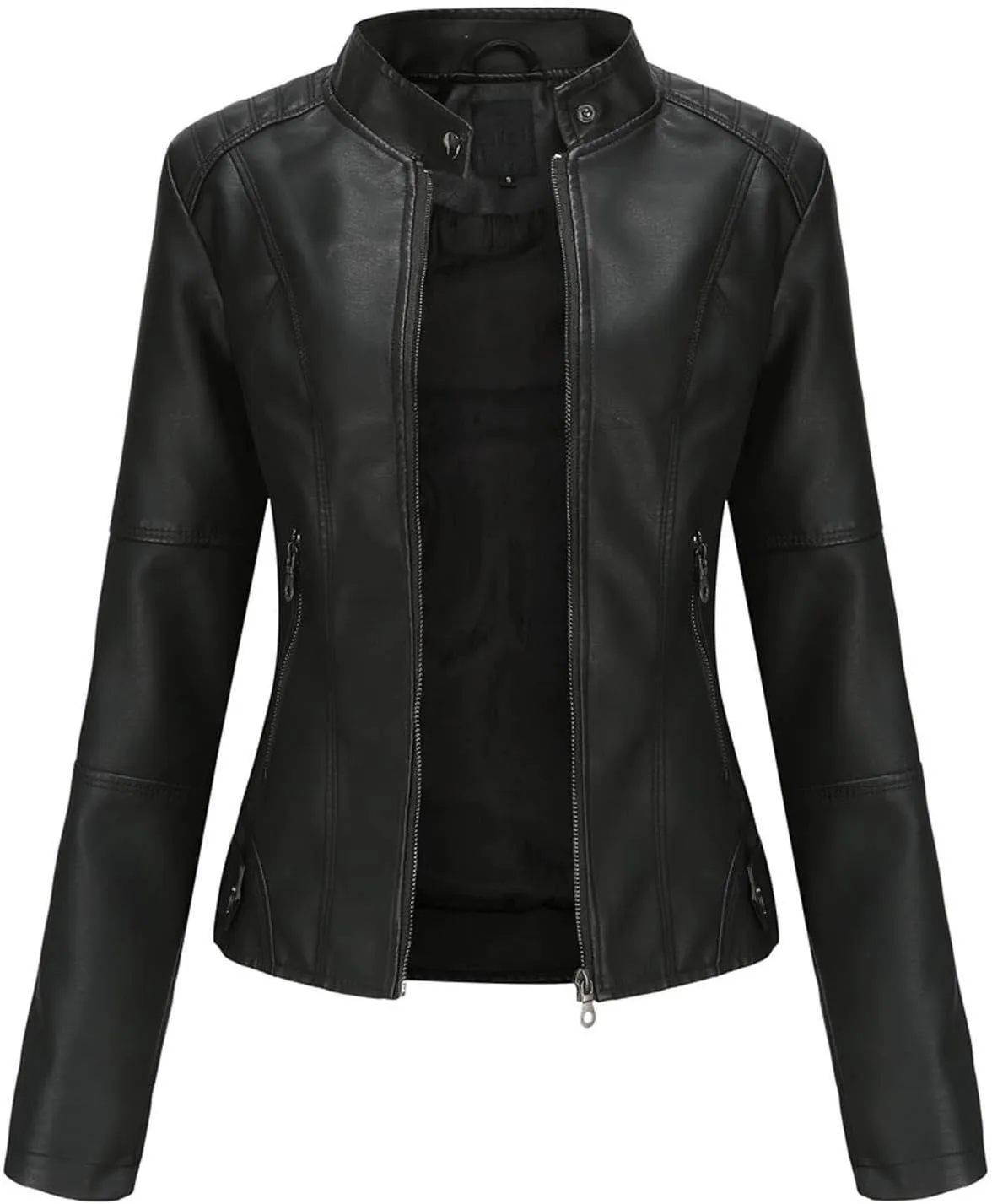 Women's Light Jackets Long Sleeve Zip Leather Quilted Quilt Biker Coat Moto Biker Jacket Soft Retro Cardigans Tops