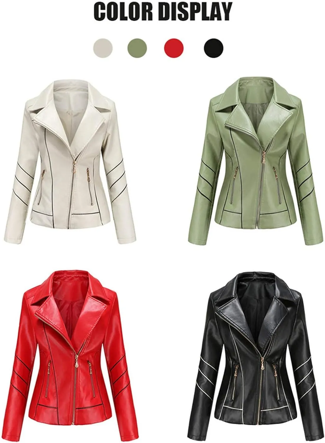 Women's Light Jackets Long Sleeve Zip Leather Quilted Quilt Biker Coat Moto Biker Jacket Soft Retro Cardigans Tops