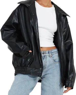 Women's Light Jackets Long Sleeve Zip Leather Quilted Quilt Biker Coat Moto Biker Jacket Soft Retro Cardigans Tops